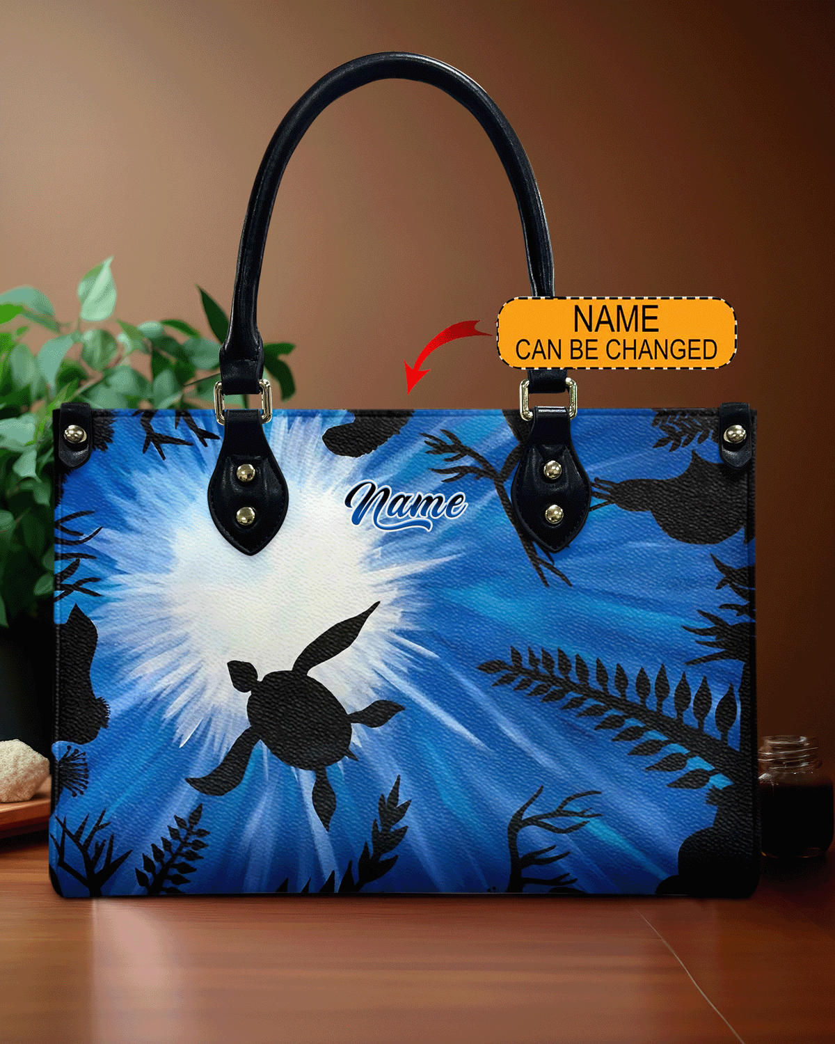 BLISSCORNERS TURLTE IN OCEAN LEATHER HANDBAG