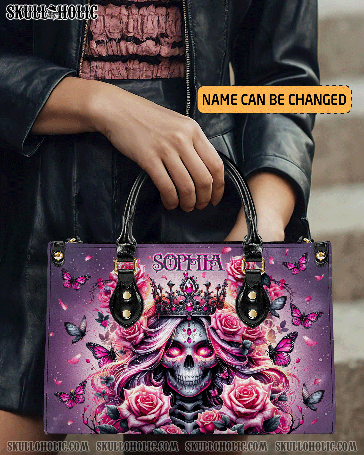 BLISSCORNERS SKULL QUEEN LEATHER HANDBAG