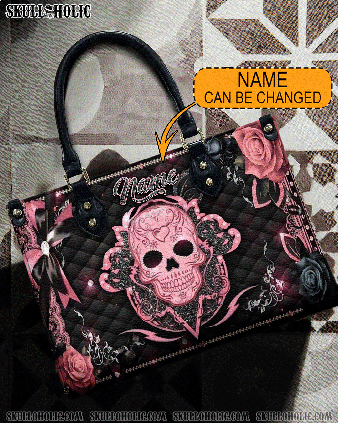 BLISSCORNERS SUGAR SKULL LEATHER HANDBAG