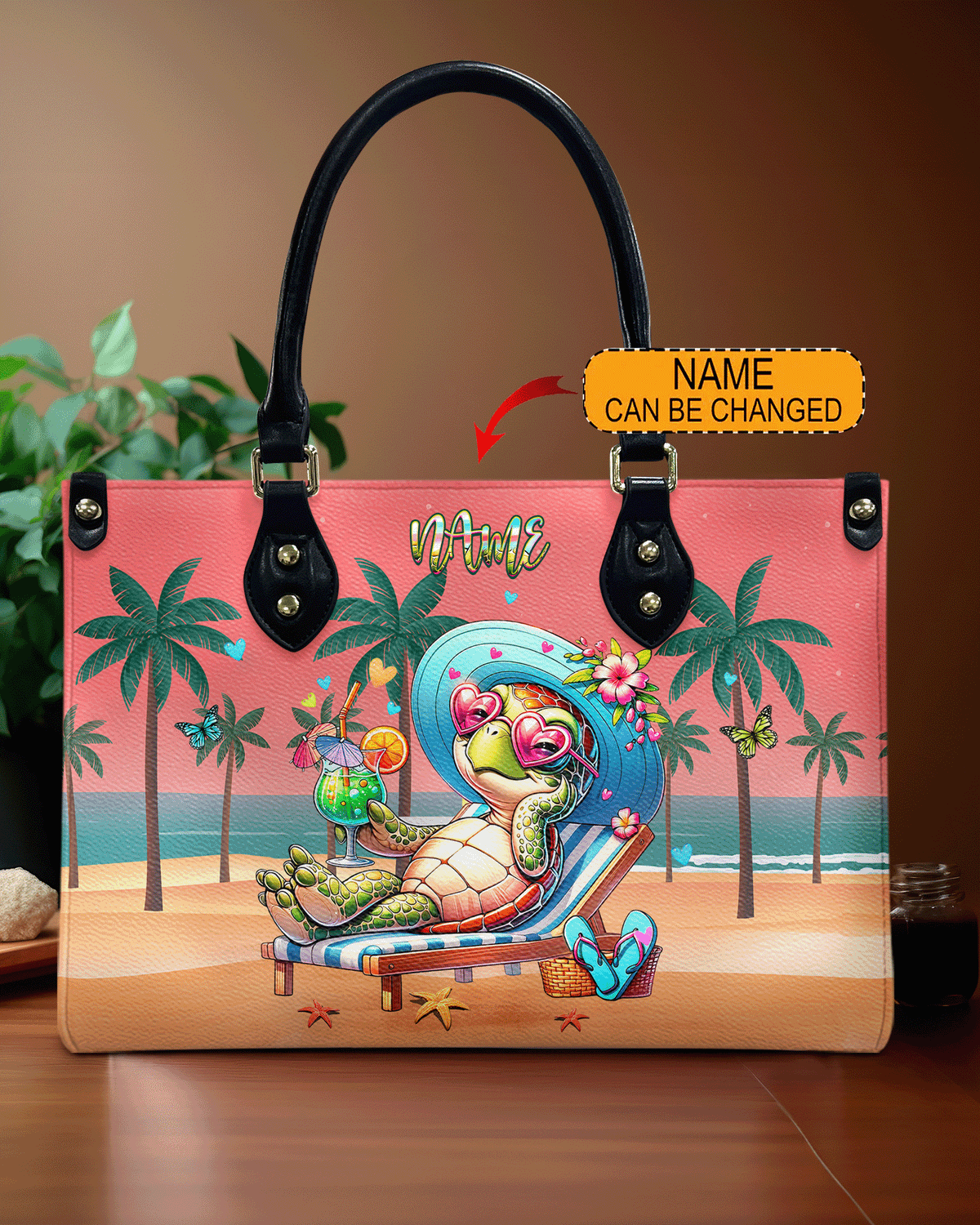 BLISSCORNERS BEACH TURTLE LEATHER HANDBAG