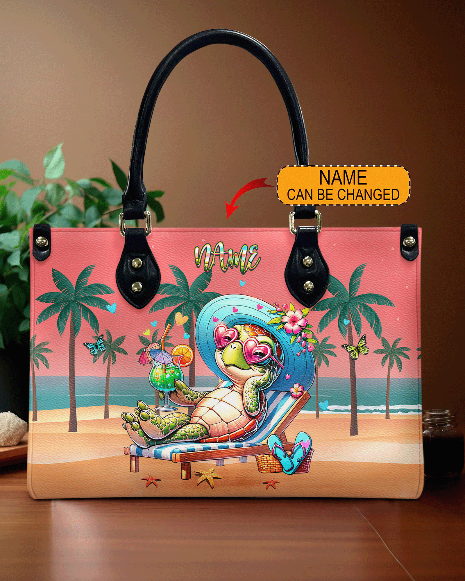 BLISSCORNERS BEACH TURTLE LEATHER HANDBAG