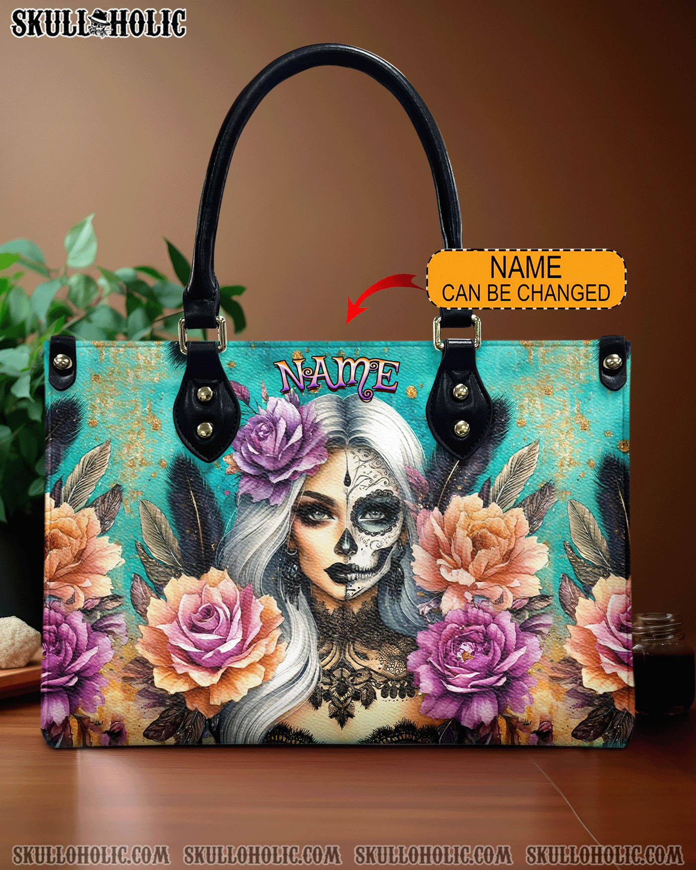 BLISSCORNERS SKULL WOMAN LEATHER HANDBAG