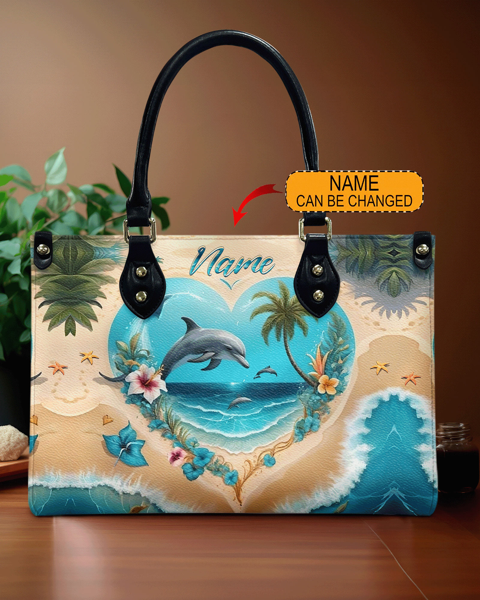 BLISSCORNERS OCEAN DOLPHIN LEATHER HANDBAG