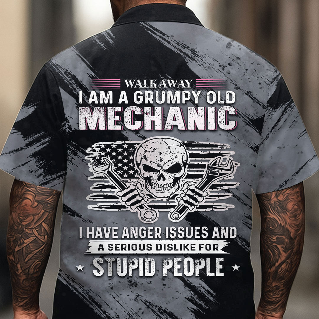 Blisscorners Walk Away I Am A Grumpy Old Mechanic Shirt Printed Vintage Mechanic Unisex T Shirt