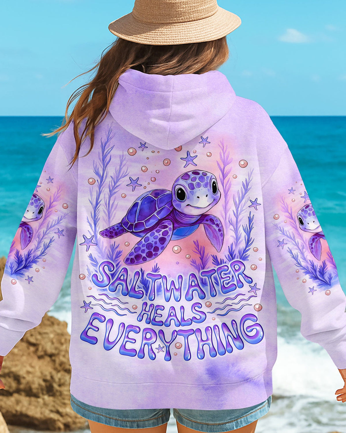 BLISSCORNERS SALTWATER HEALS EVERYTHING TURTLE  ALL OVER PRINT