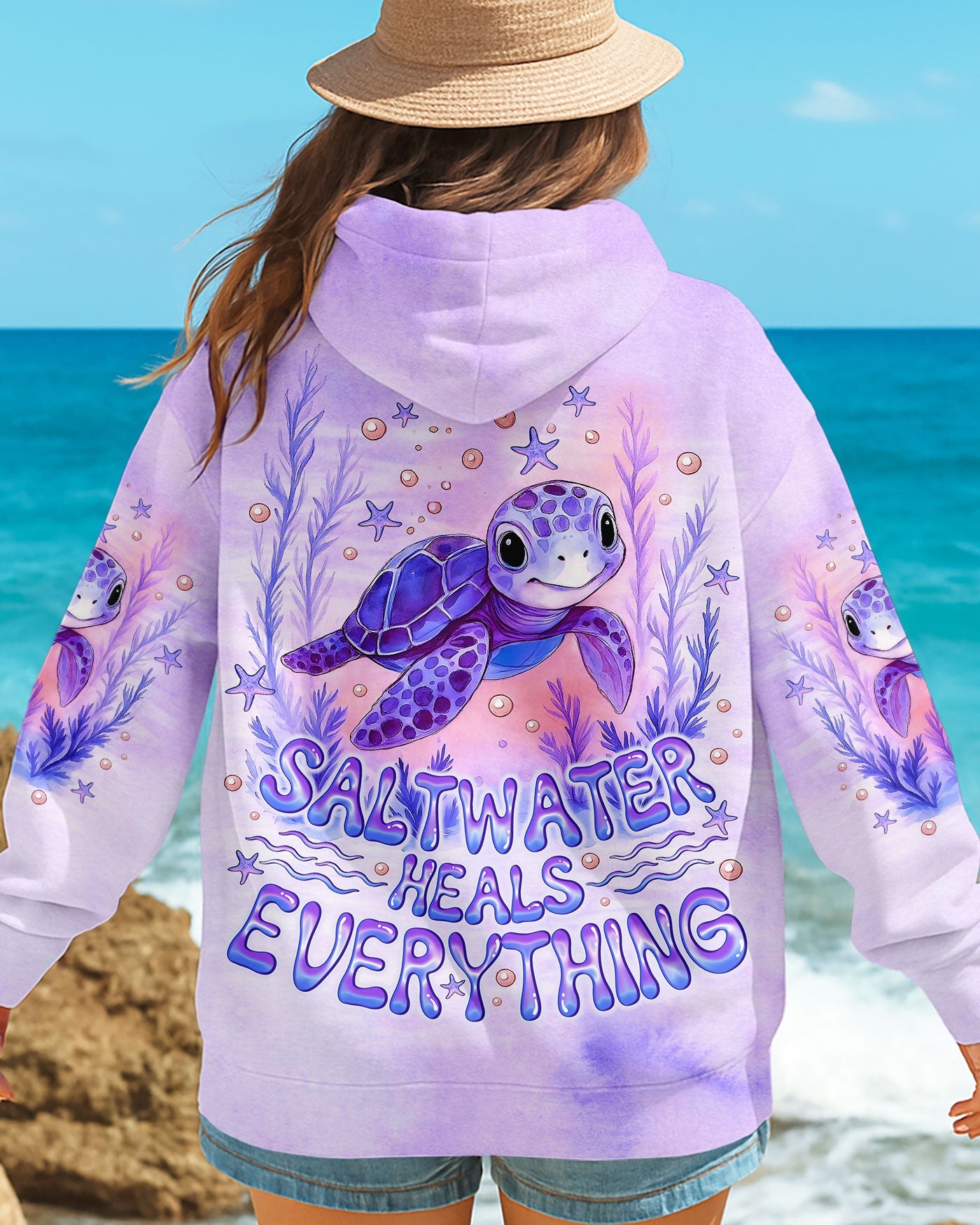 BLISSCORNERS SALTWATER HEALS EVERYTHING TURTLE  ALL OVER PRINT