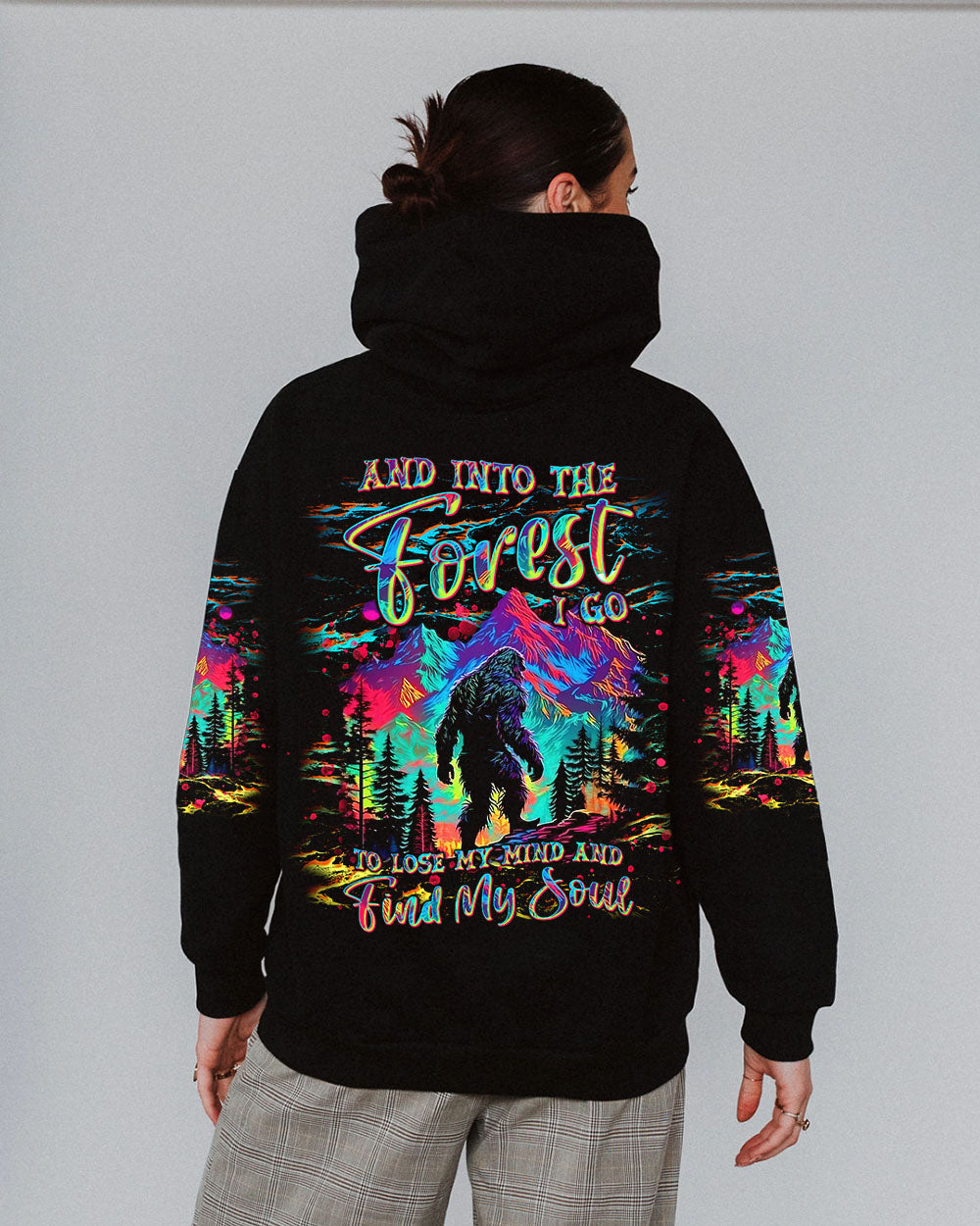 BLISSCORNERS AND INTO THE FOREST I GO BIGFOOT COLORFUL ALL OVER PRINT