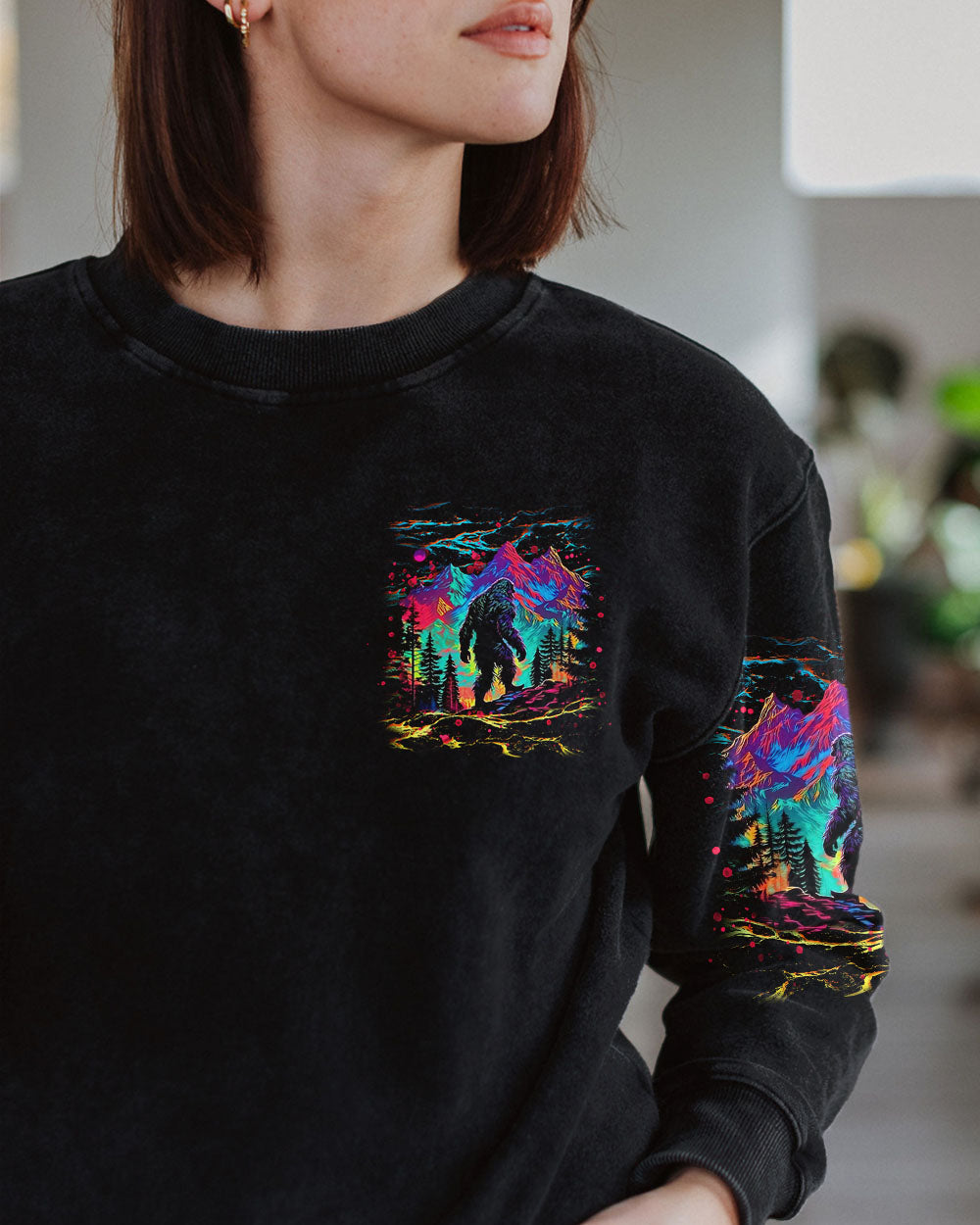 BLISSCORNERS AND INTO THE FOREST I GO BIGFOOT COLORFUL ALL OVER PRINT