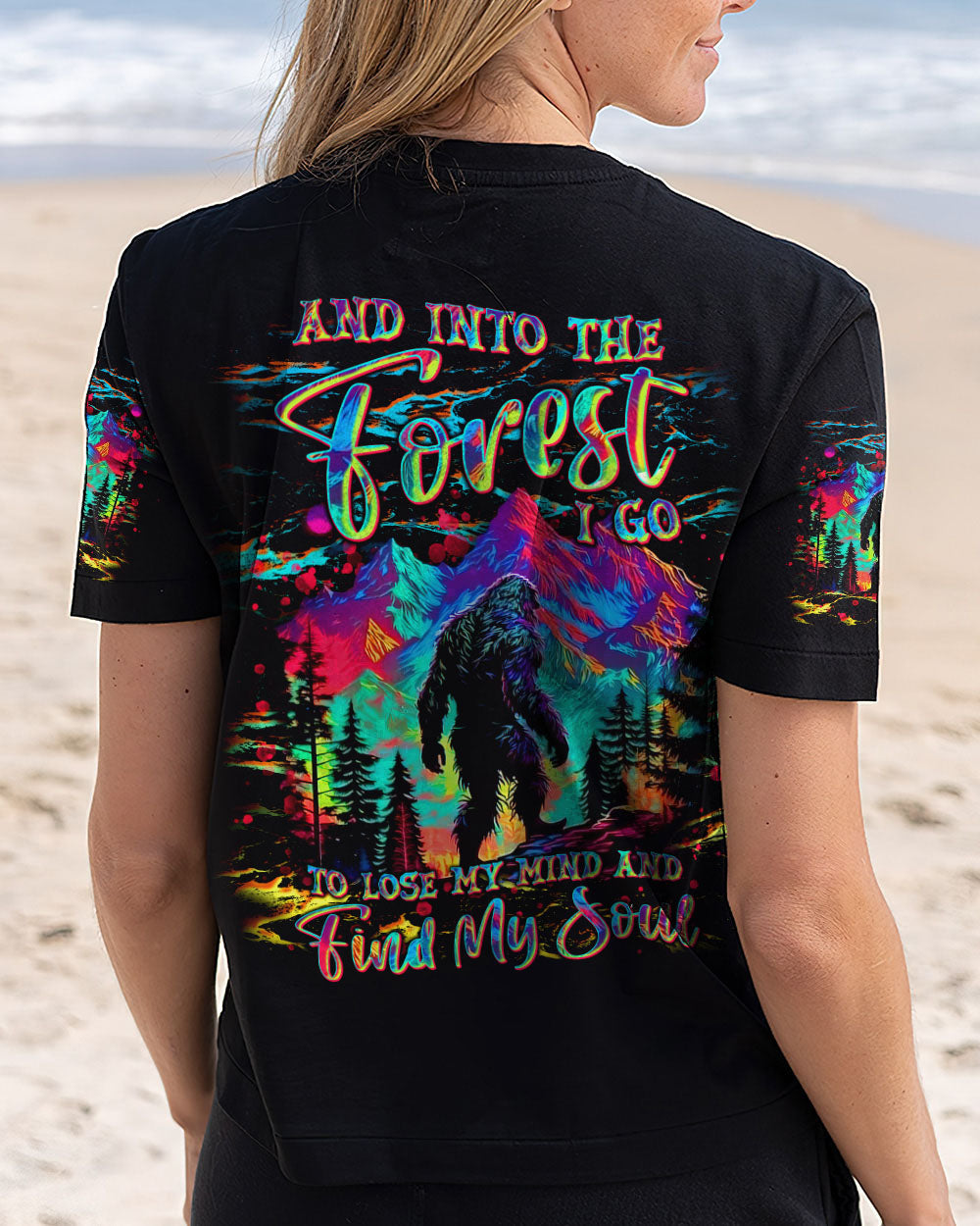 BLISSCORNERS AND INTO THE FOREST I GO BIGFOOT COLORFUL ALL OVER PRINT