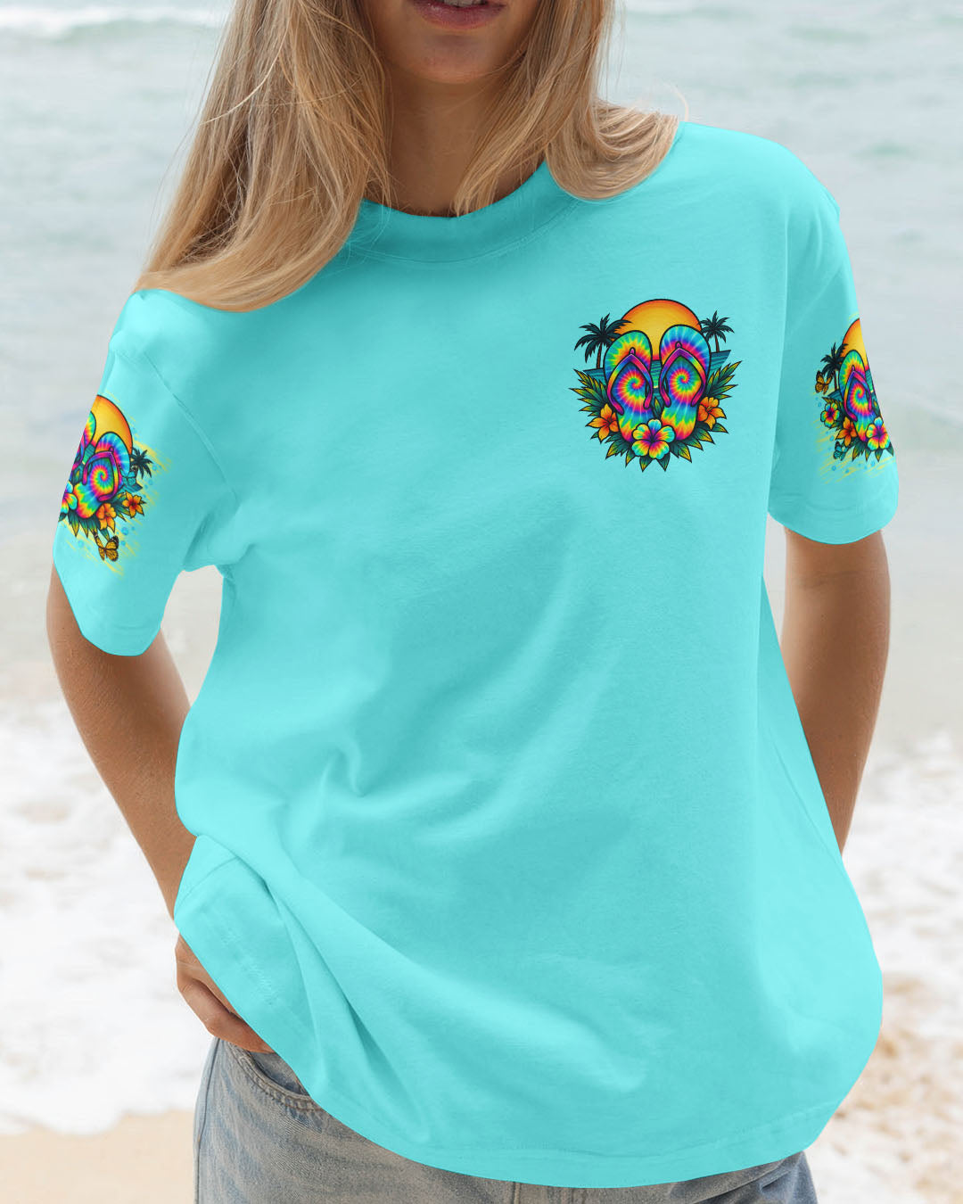 BLISSCORNERS HAPPINESS IS WALKING ON THE BEACH FLIP FLOPS ALL OVER PRINT