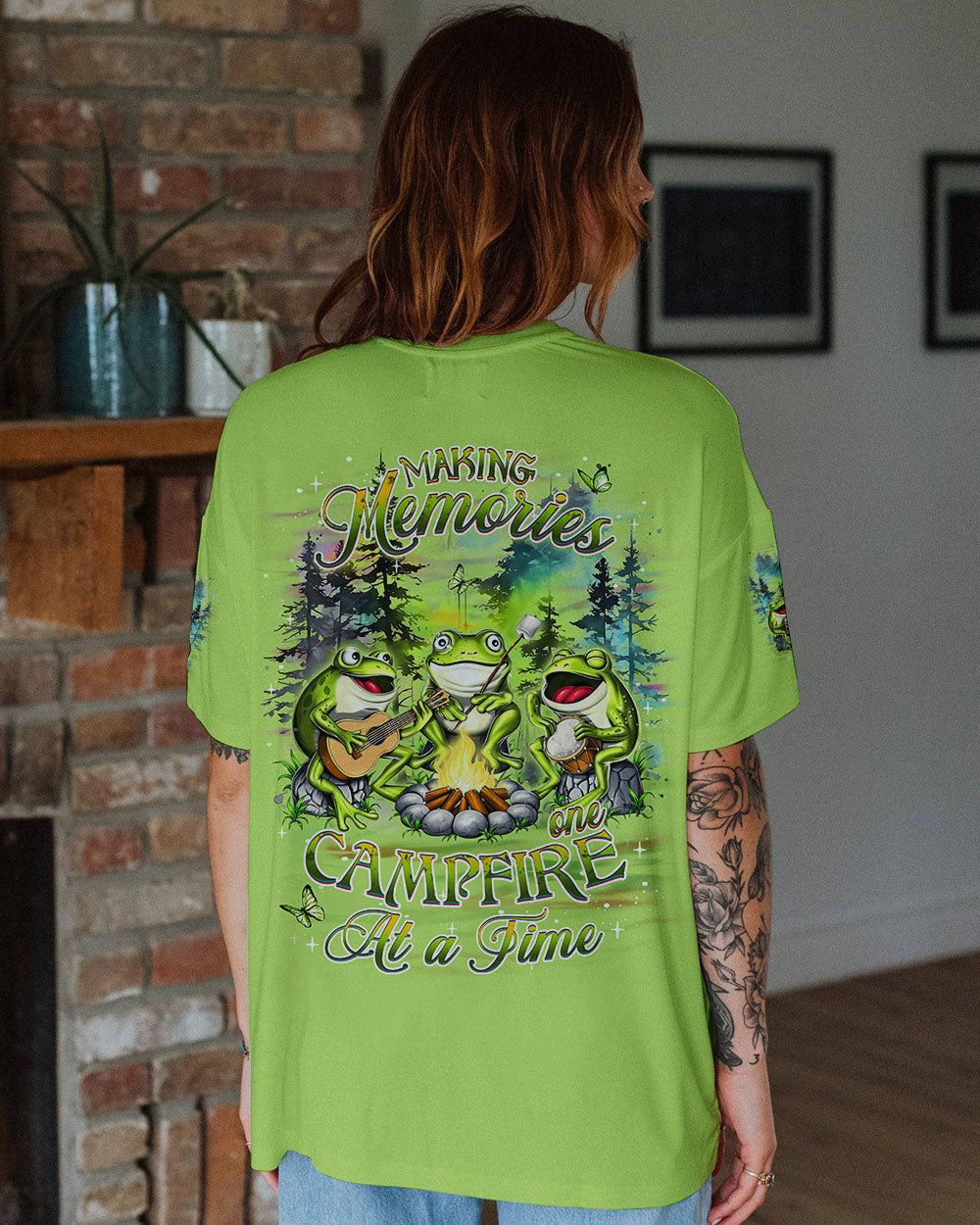 BLISSCORNERS MAKING MEMORIES ONE CAMPFIRE AT A TIME FROG ALL OVER PRINT