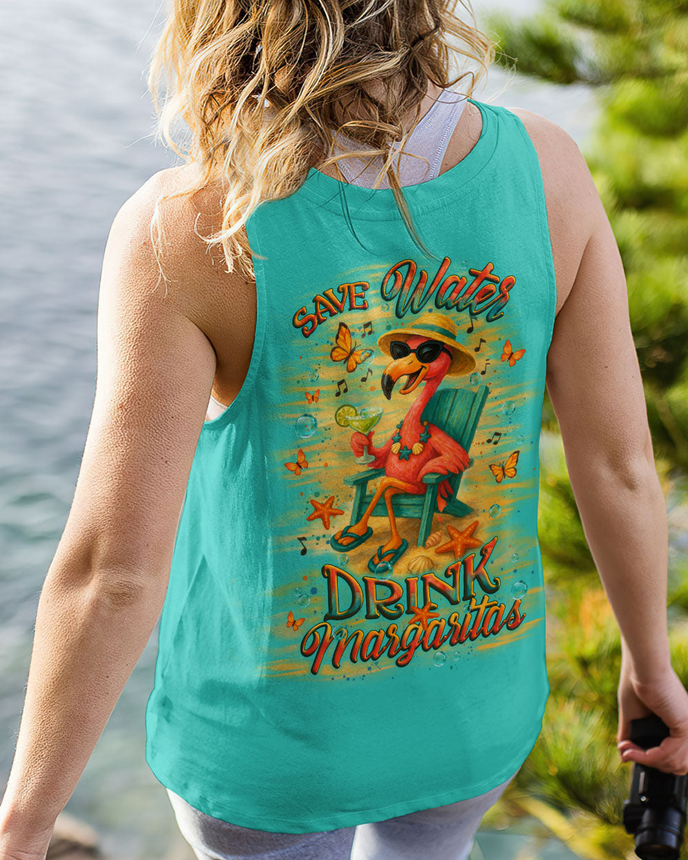 BLISSCORNERS SAVE WATER DRINK FLAMINGO MARGARITAS ALL OVER PRINT