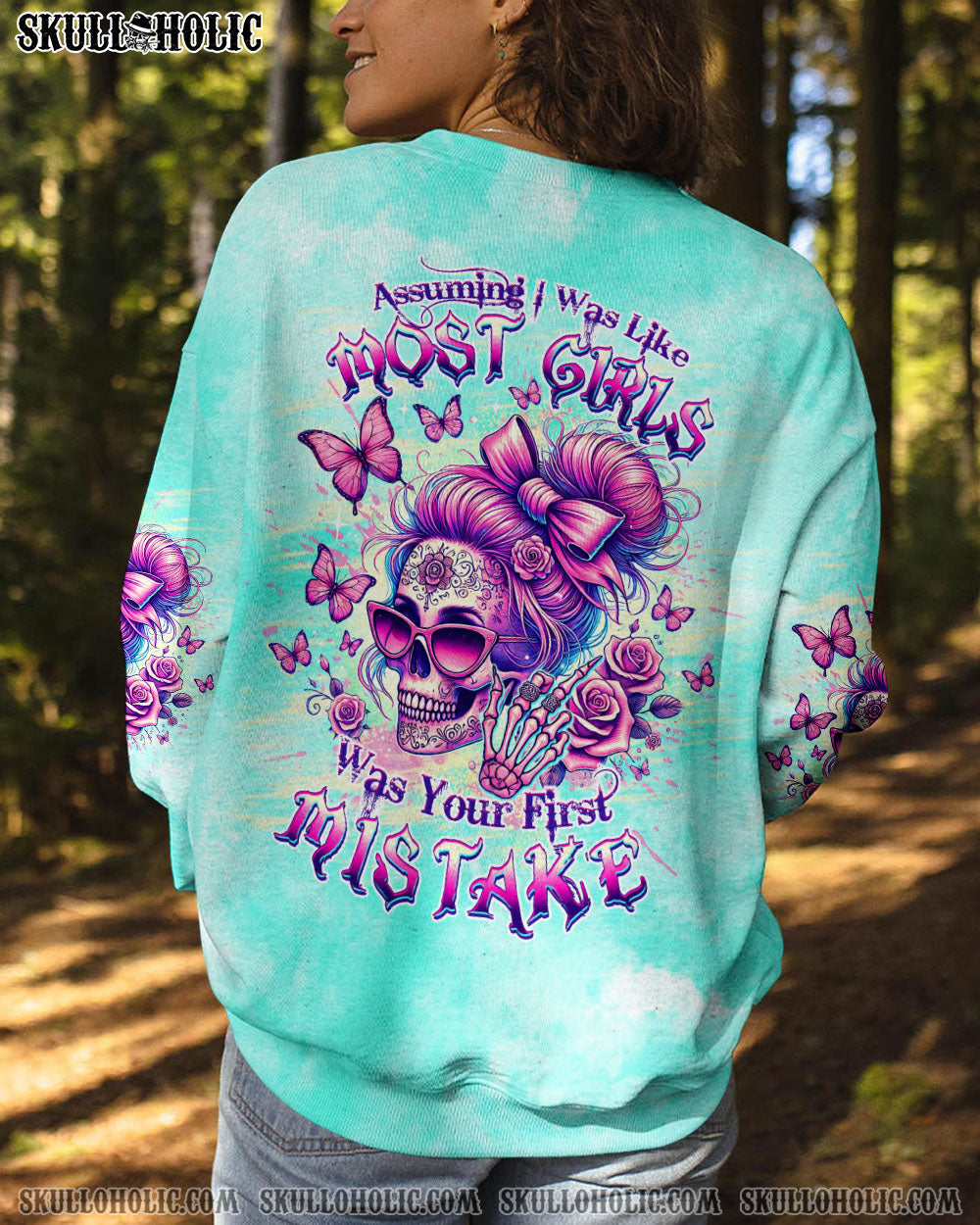 BLISSCORNERS SHE IS SUNSHINE MESSY BUN SKULL ALL OVER PRINT