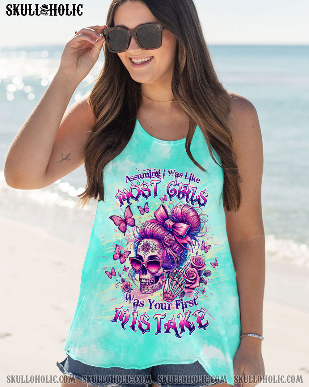 BLISSCORNERS SHE IS SUNSHINE MESSY BUN SKULL ALL OVER PRINT