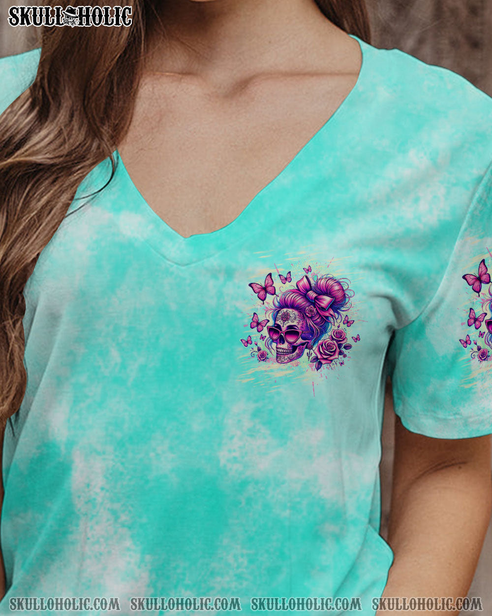 BLISSCORNERS SHE IS SUNSHINE MESSY BUN SKULL ALL OVER PRINT