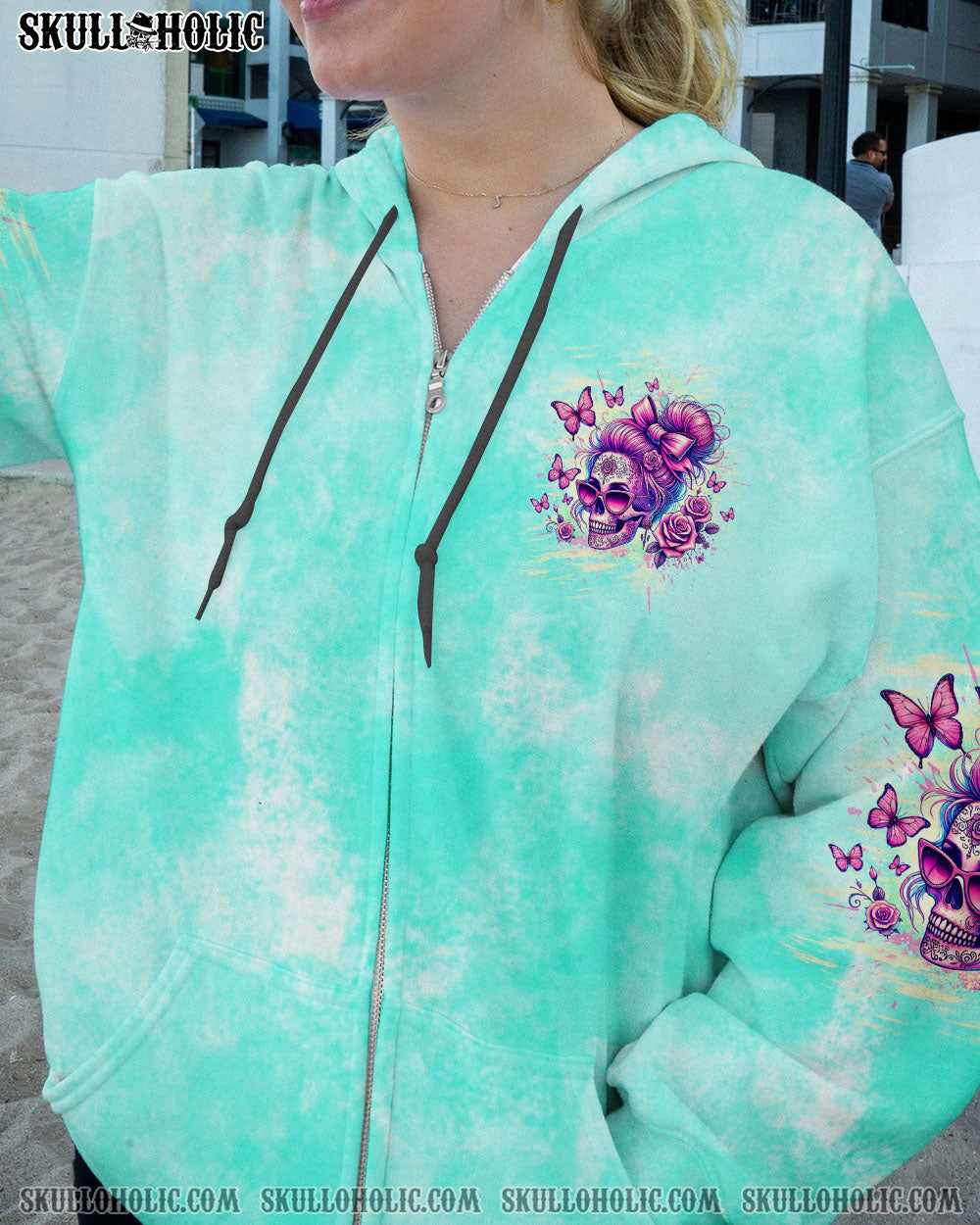 BLISSCORNERS SHE IS SUNSHINE MESSY BUN SKULL ALL OVER PRINT