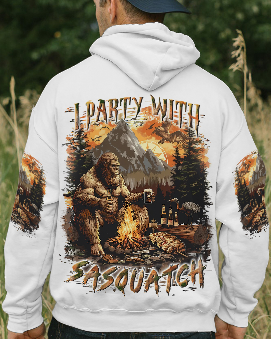 BLISSCORNERS (HOT DEAL) I PARTY WITH SASQUATCH BIGFOOT ALL OVER PRINT