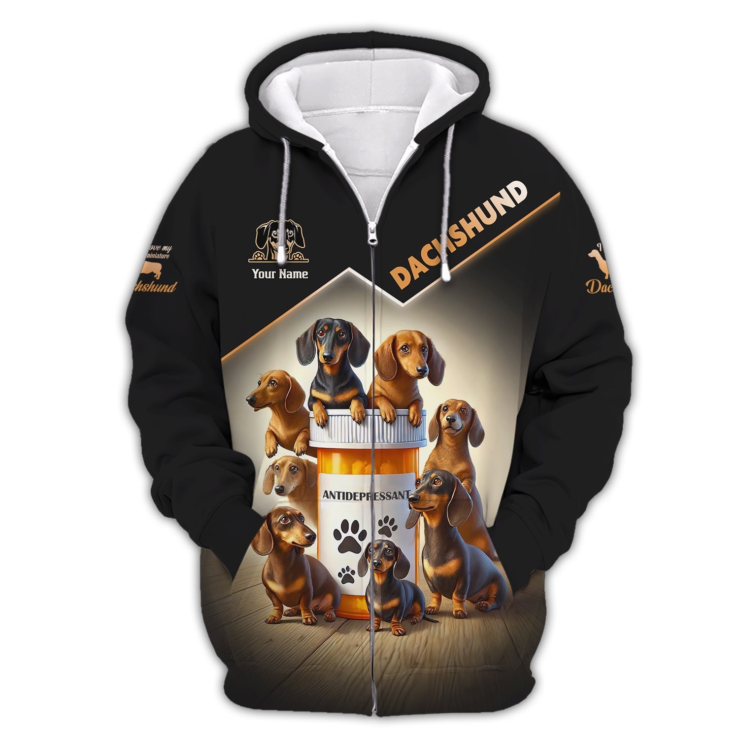 Blisscorners Dachshund Custom Name Shirt Antidepressant 3D T-Shirts Gift For Dog Lovers