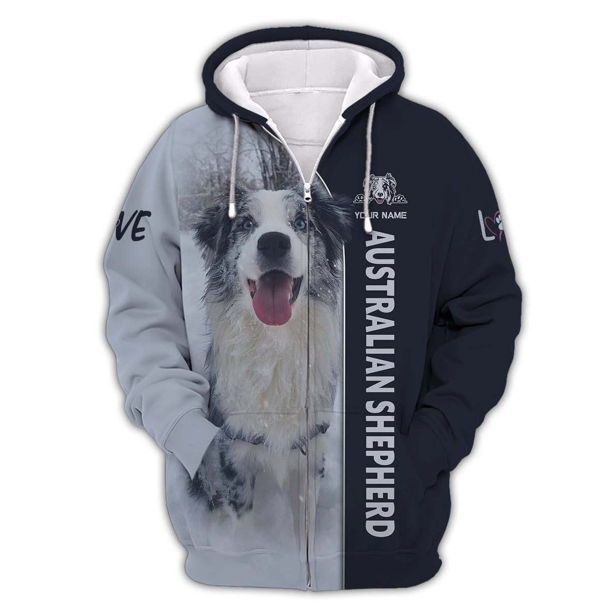 Blisscorners Australian Shepherd Custom Name 3D Shirt Gift For Dog Lovers