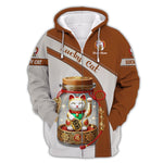 Blisscorners 3D Full Print Lucky Cat T-Shirt Personalized Name Gift For Cat Lovers