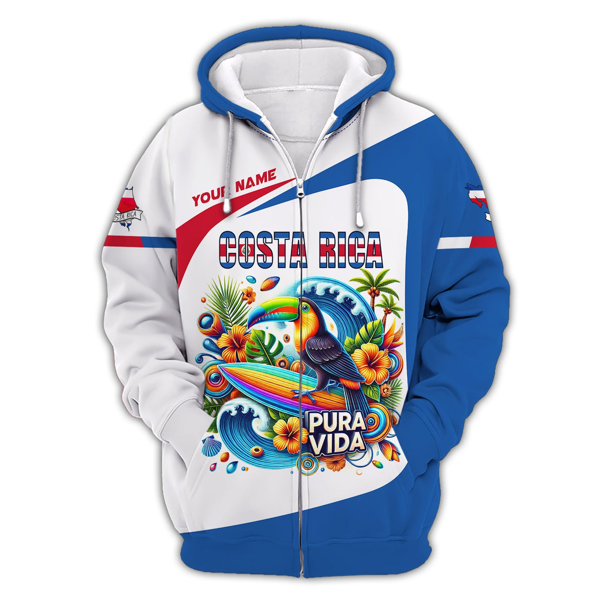 Blisscorners Costa Rica 3D T-Shirt Personalized Name Pura Vida Shirt Gift For Costa Rica Lovers