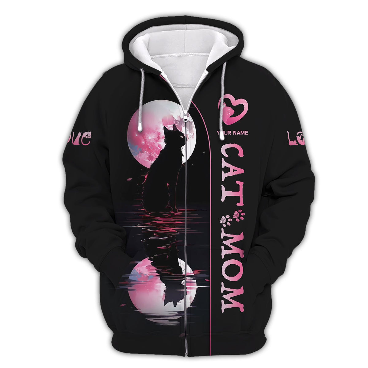 Blisscorners Black Cat With The Moon Custom Name Cat Mom 3D Shirt Gift For Cat Lovers