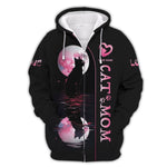 Blisscorners Black Cat With The Moon Custom Name Cat Mom 3D Shirt Gift For Cat Lovers