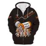 Blisscorners Cat Mom Custom Name Happy Pills 3D T-Shirts Gift For Cat Lovers