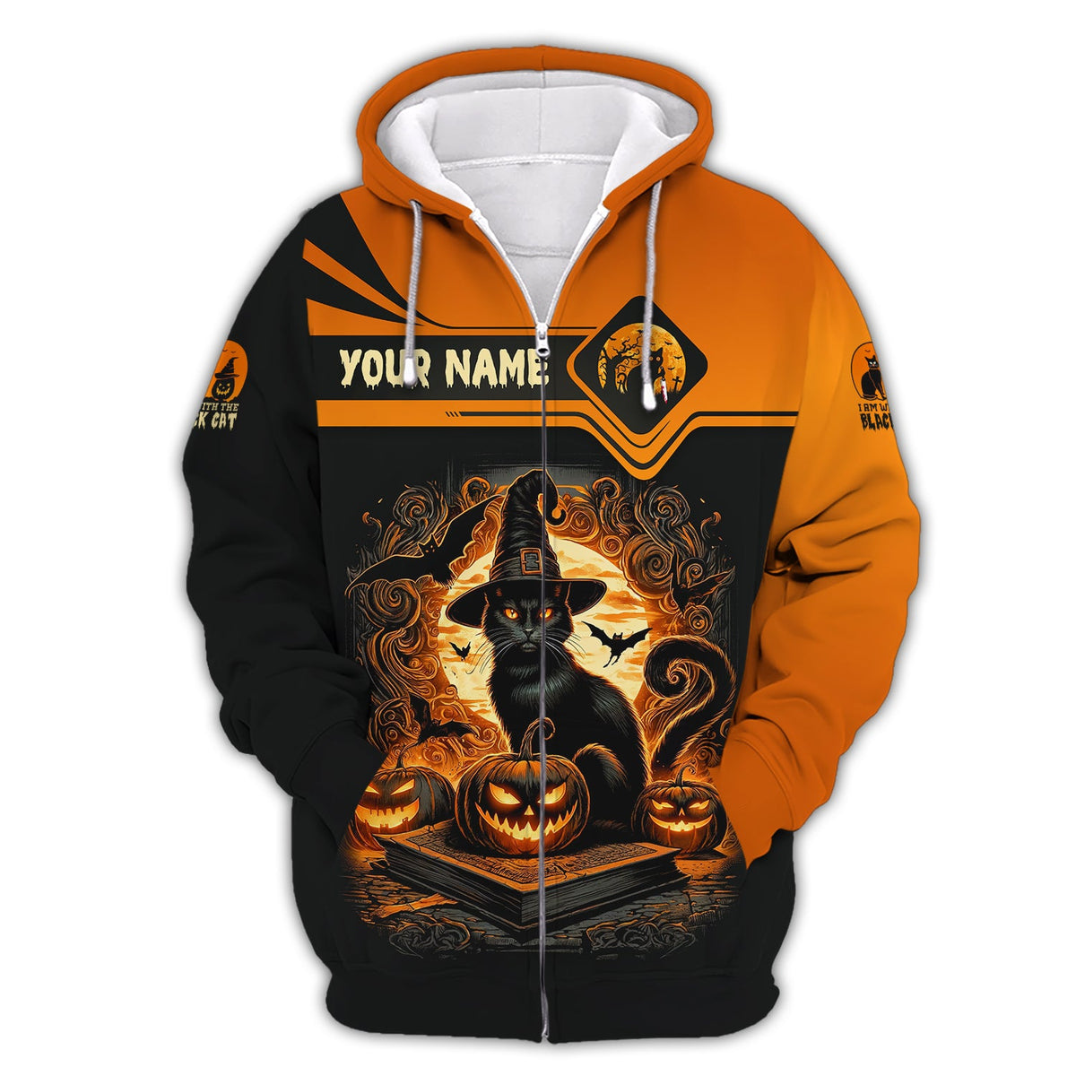 Blisscorners 3D Full Print Wizzard Black Cat T-Shirts Personalized Name Gift For Cat Lovers