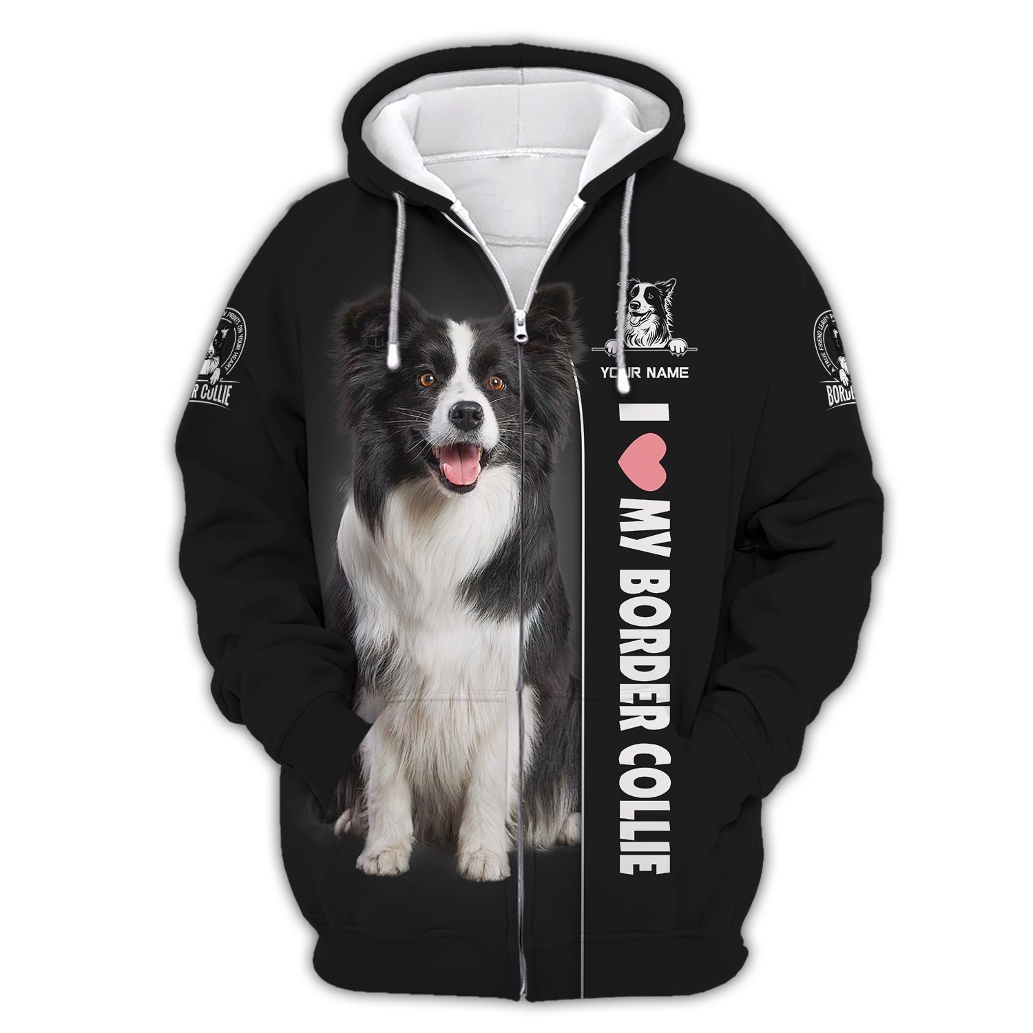 Blisscorners Border Collie Custom Name Shirt Gift For Dog Lover 3D Shirts
