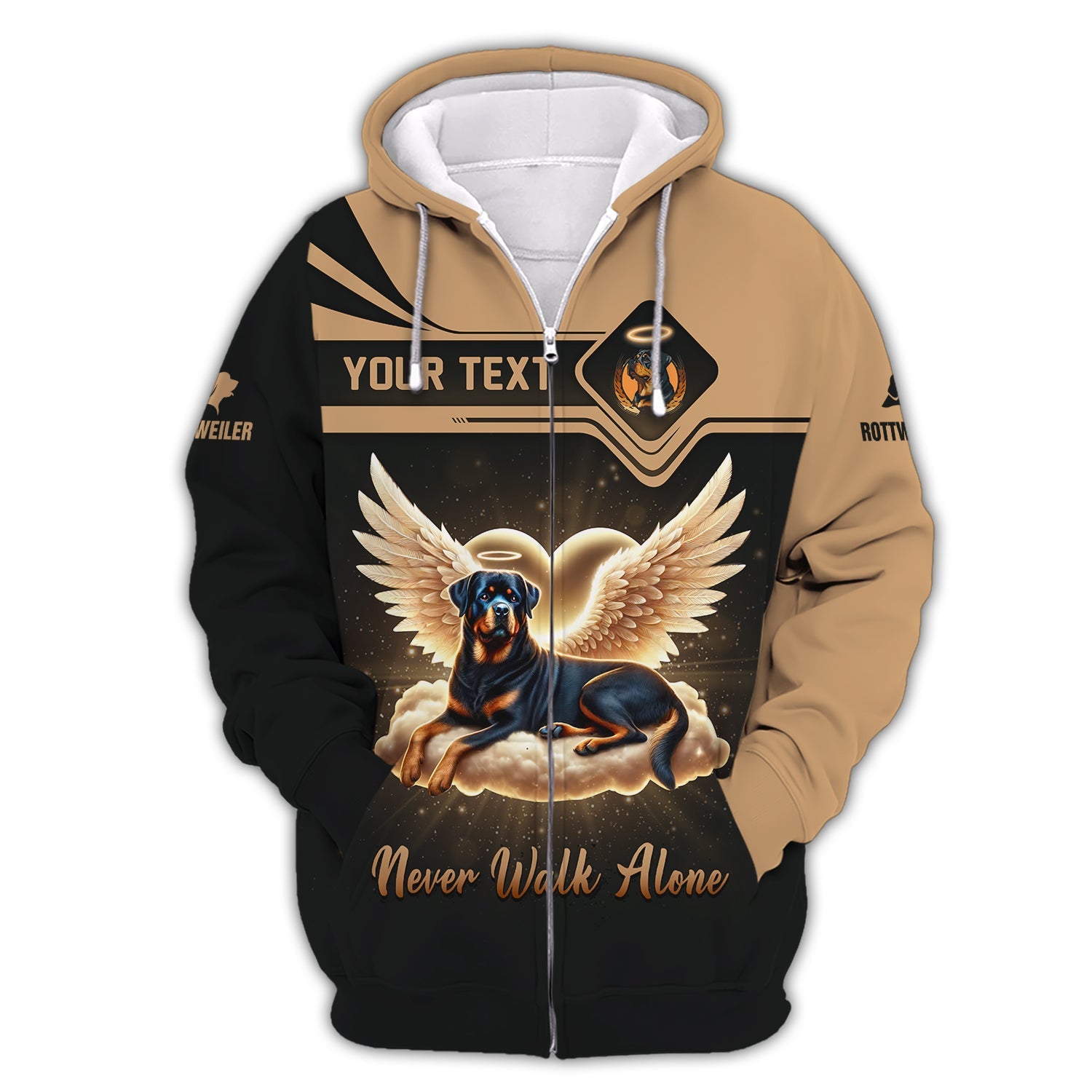 Blisscorners Custom Rottweiler Angel T-Shirt Never Walk Alone Inspirational Personalized Name Gift For Dog Lovers