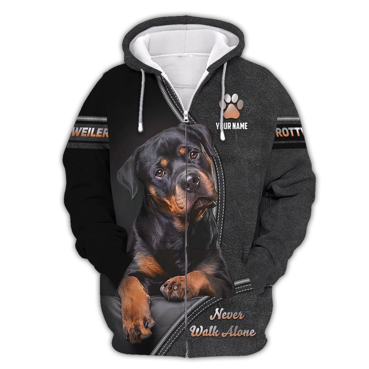 Blisscorners Rottweiler Custom Name Shirt Never Walk Alone Gift For Dog Lover 3D Shirts