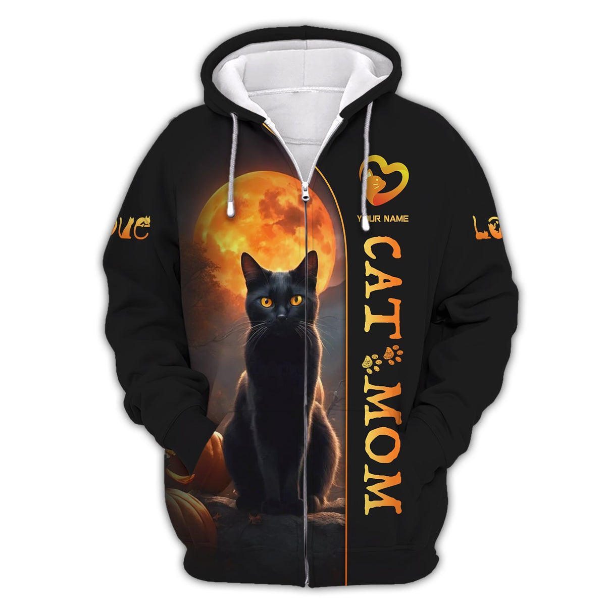 Blisscorners Black Cat With Moon Custom Name Cat Mom 3D Shirt Gift For Cat Lovers
