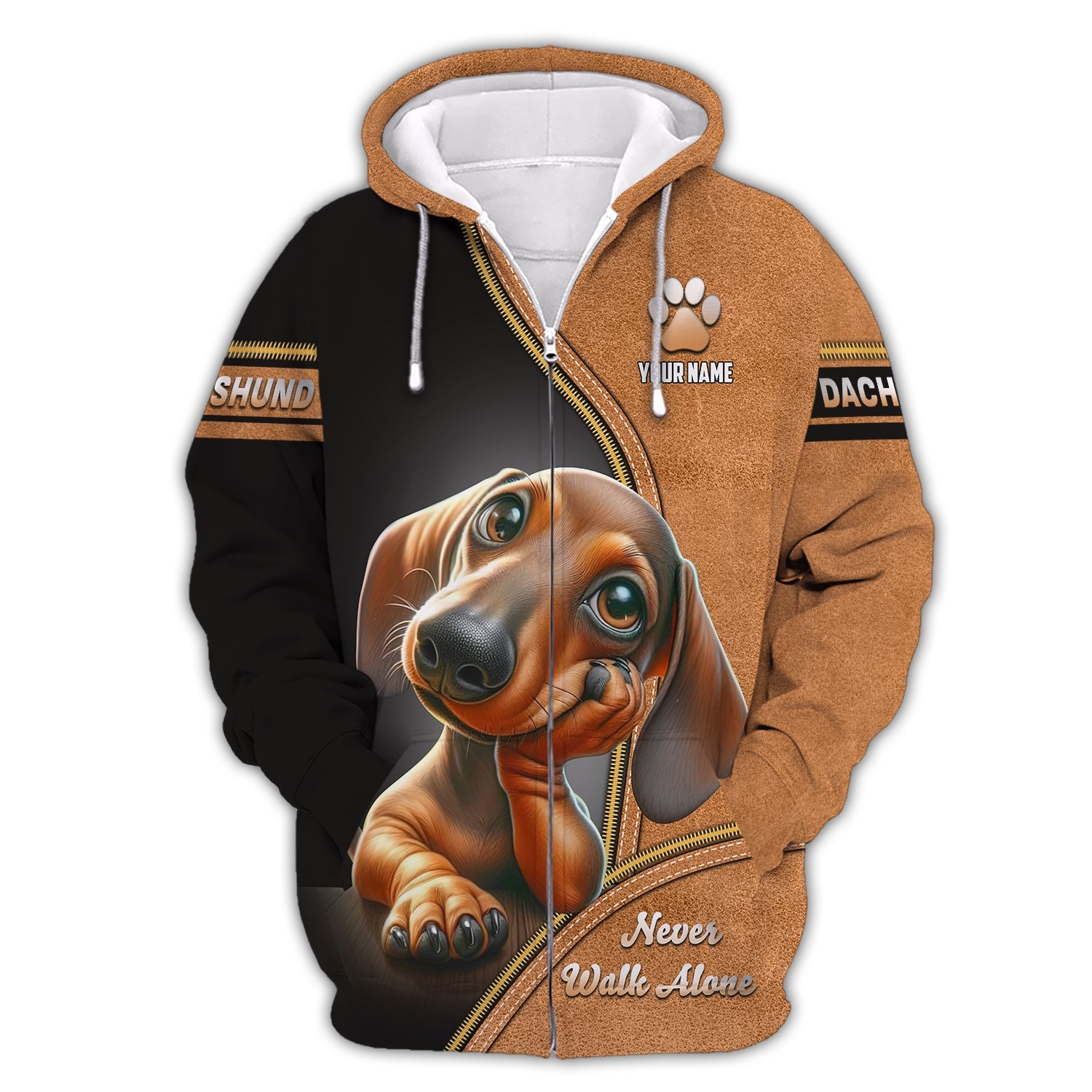 Blisscorners Customizable Dachshund Never Walk Alone 3D Shirt Personalized Name Gift For Dog Lovers