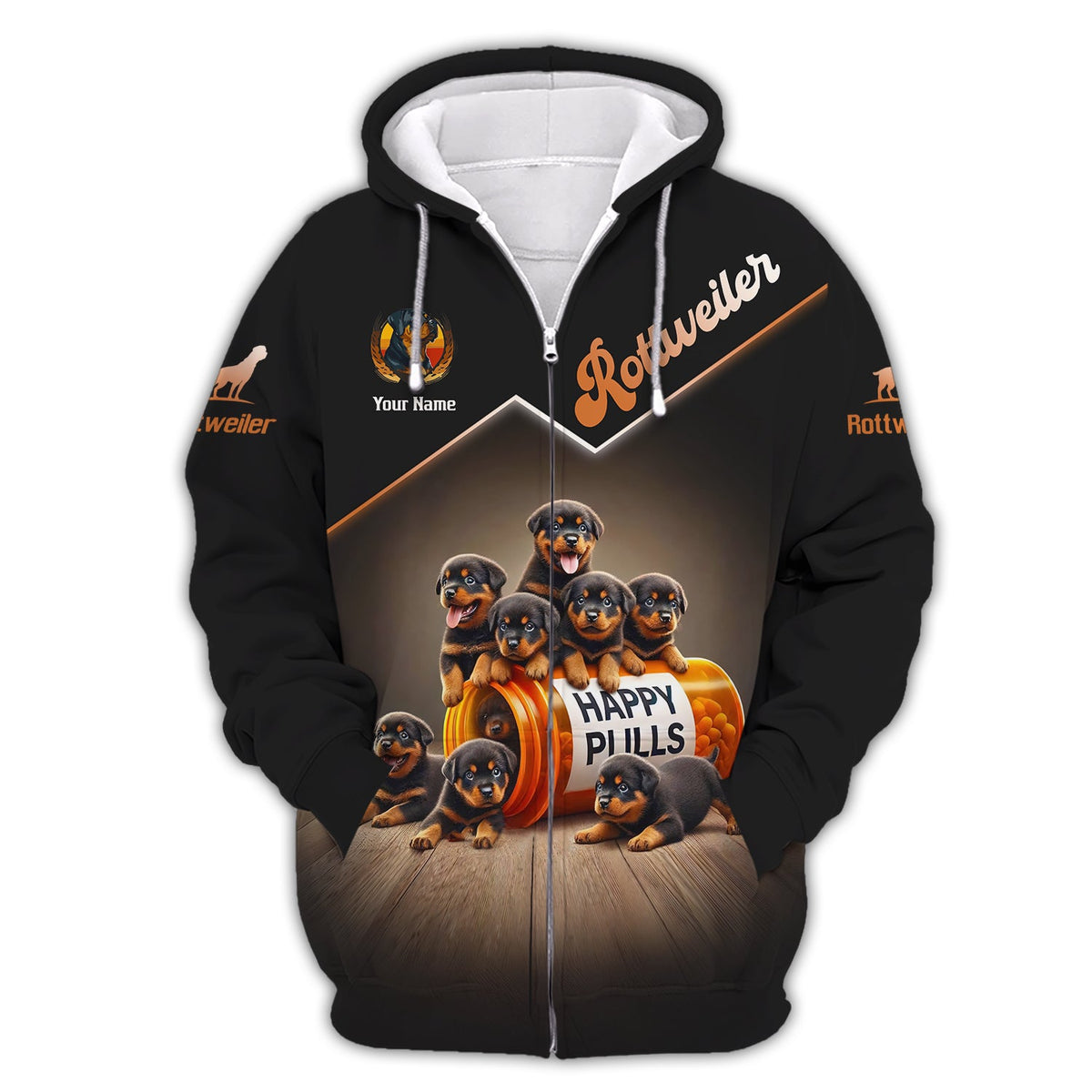 Blisscorners Rottweiler  Custom Name Shirt Happy Pills 3D T-Shirts Gift For Dog Lovers