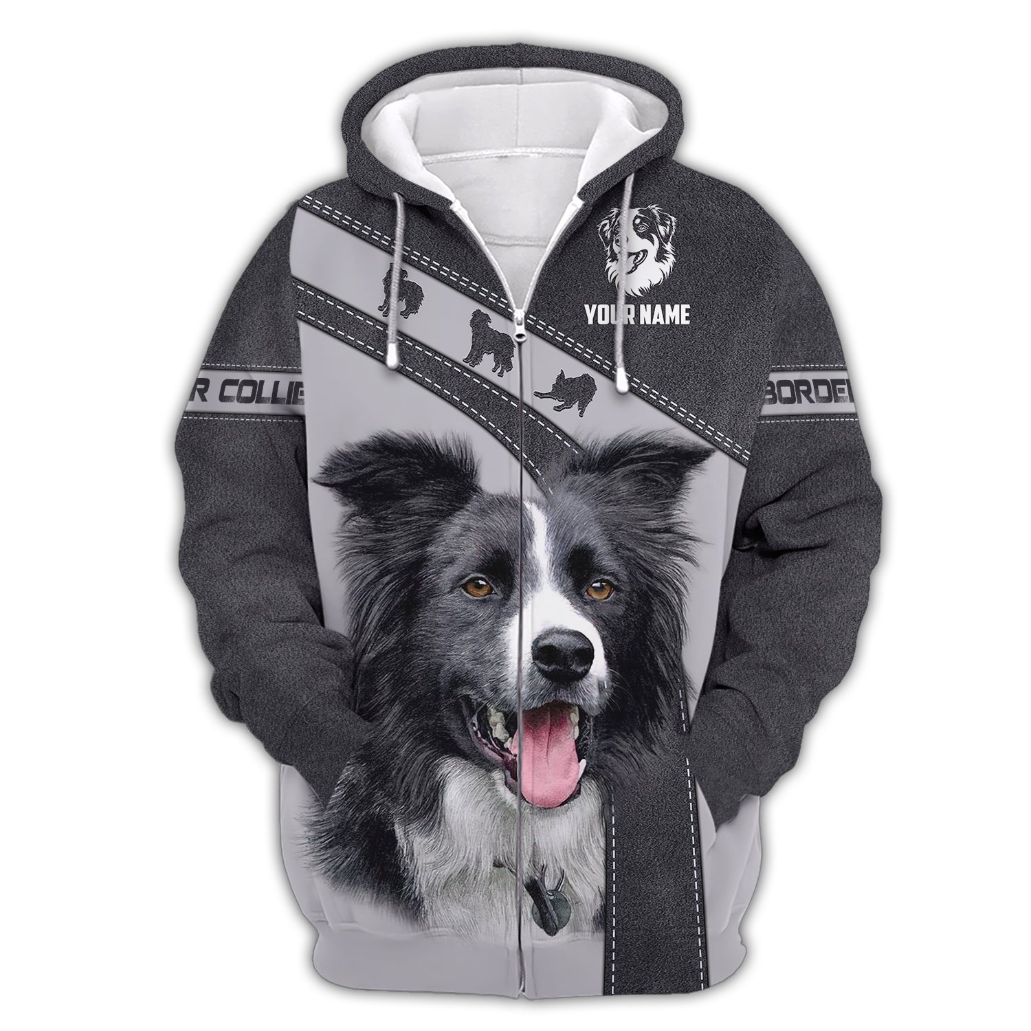 Blisscorners 3D Full Print Border Collie T-Shirts Personalized Name Gift For Dog Lovers