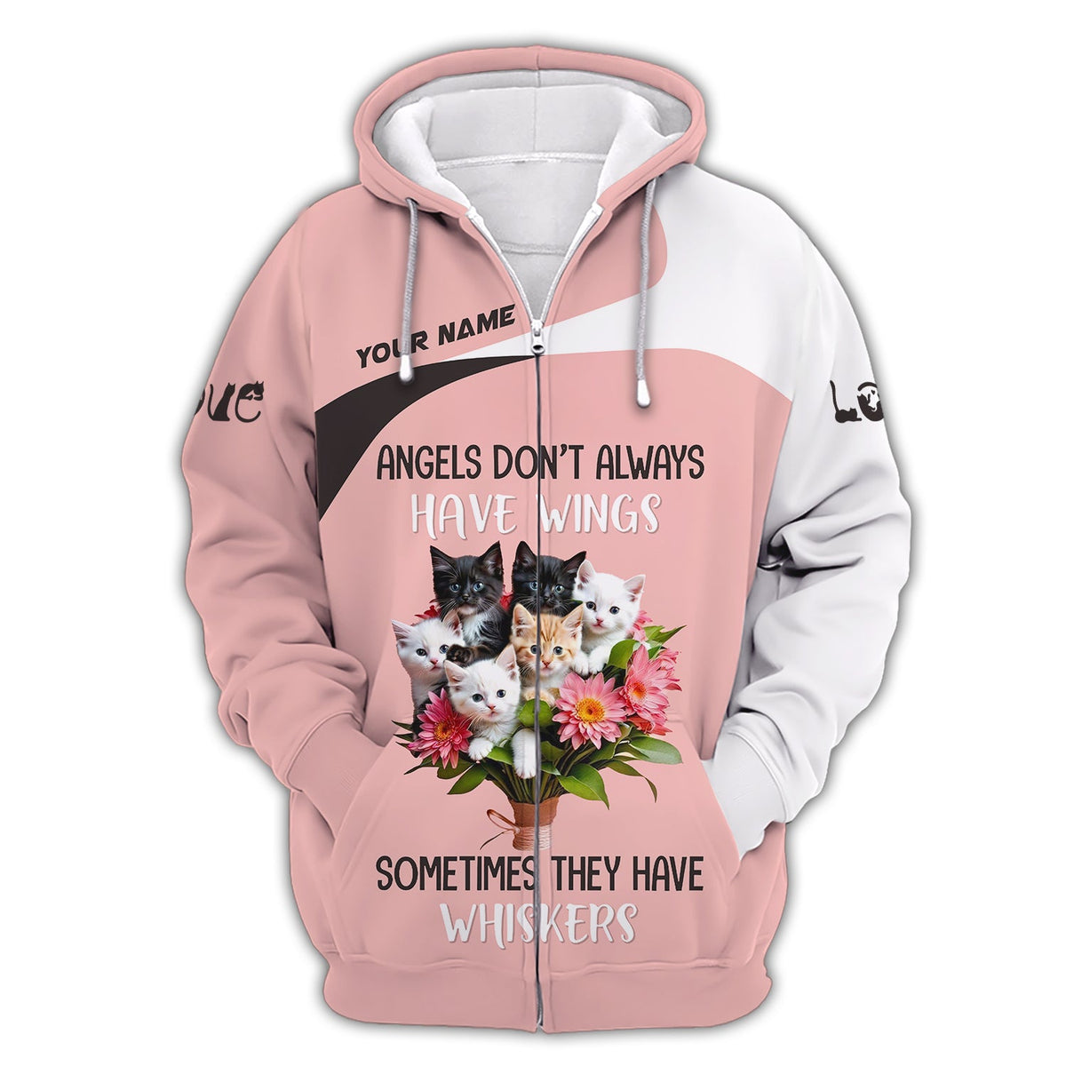 Blisscorners Cat Custom Name 3D Shirt Angels Dont't Always Have Wings Sometimes They Have Whiskers Gift For Cat Lovers