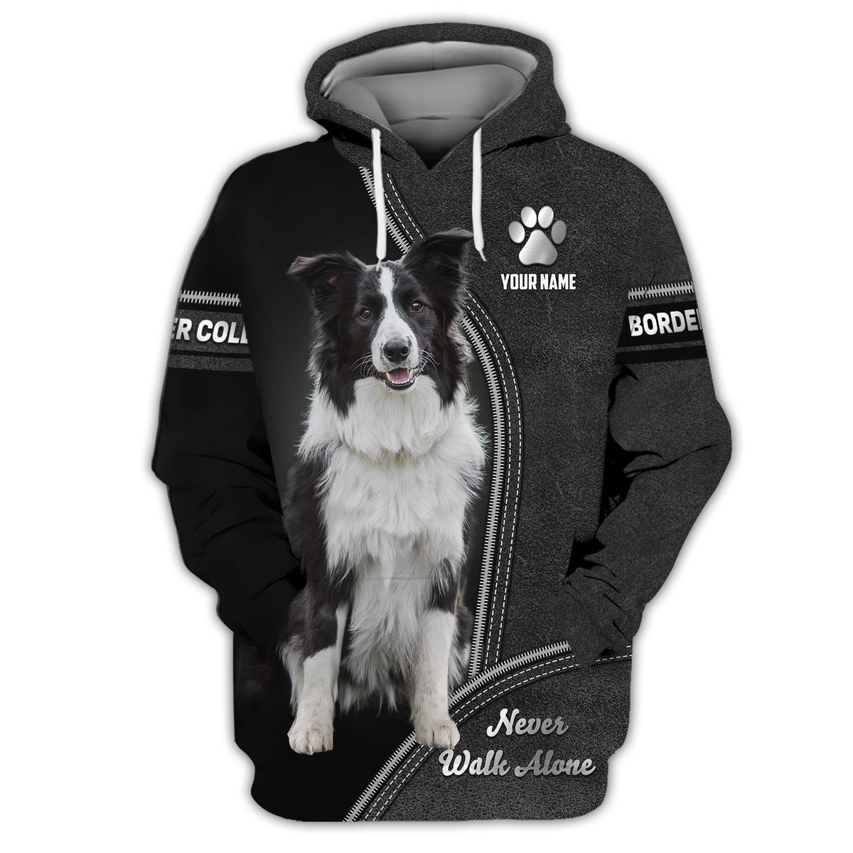 Blisscorners Border Collie Never Walk Alone Custom T-Shirts Border Collie 3D Shirt Gift For Dog Lover