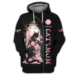 Blisscorners Black Cat In Cherry Blossom Jar Custom Name Cat Mom 3D Shirt Gift For Cat Lovers