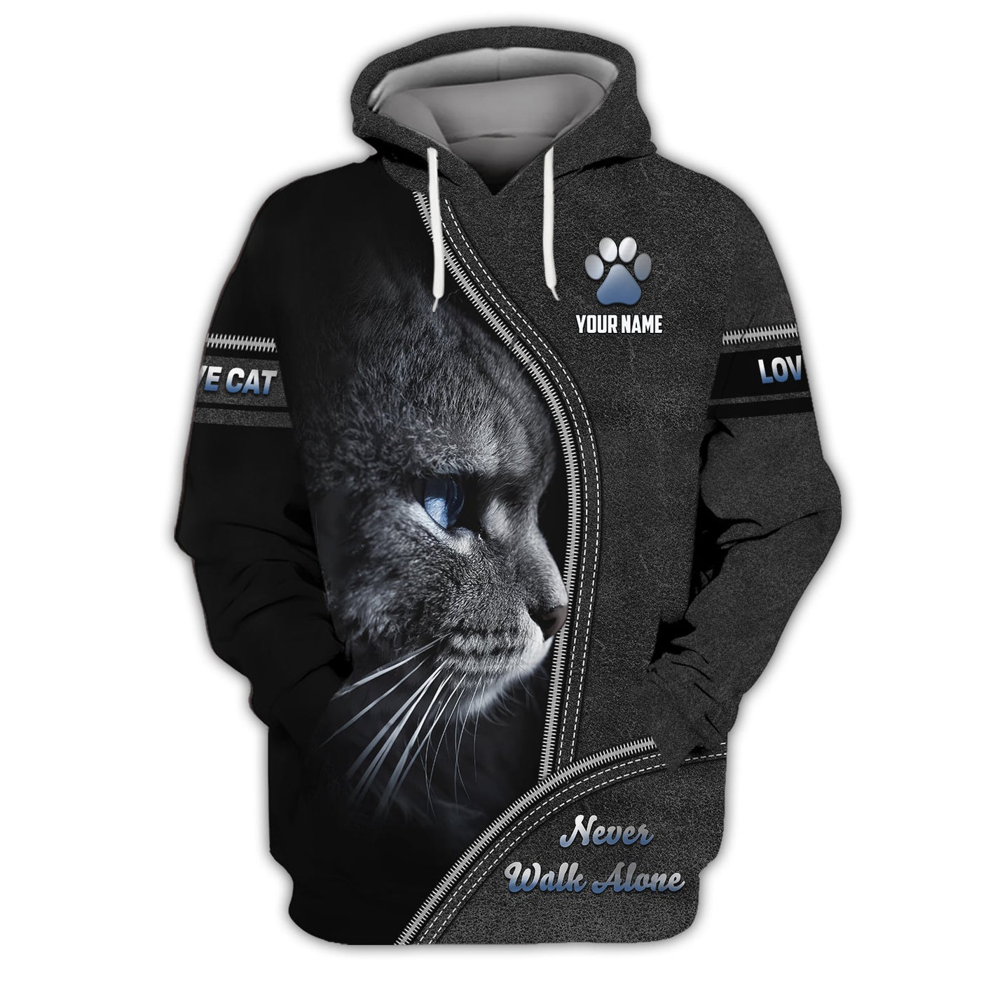 Blisscorners Custom Cat Love 3D Shirt Never Walk Alone Personalized Name Gift For Cat Lover