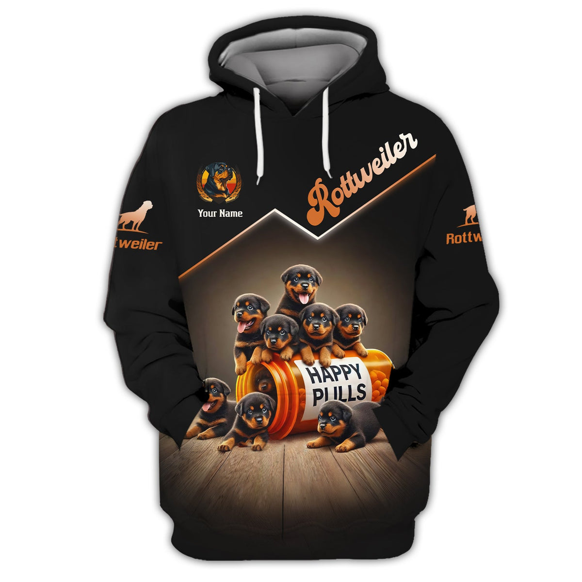 Blisscorners Rottweiler  Custom Name Shirt Happy Pills 3D T-Shirts Gift For Dog Lovers