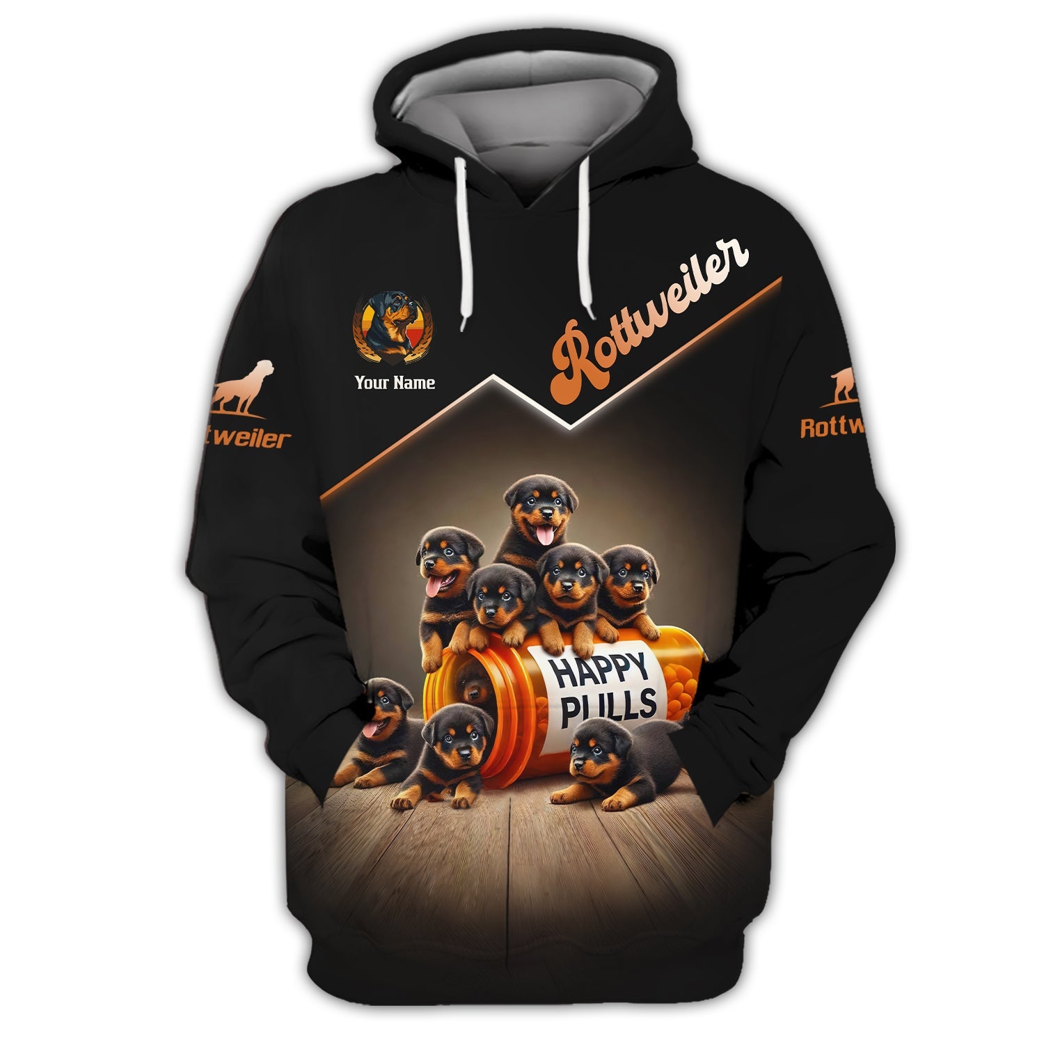 Blisscorners Rottweiler  Custom Name Shirt Happy Pills 3D T-Shirts Gift For Dog Lovers