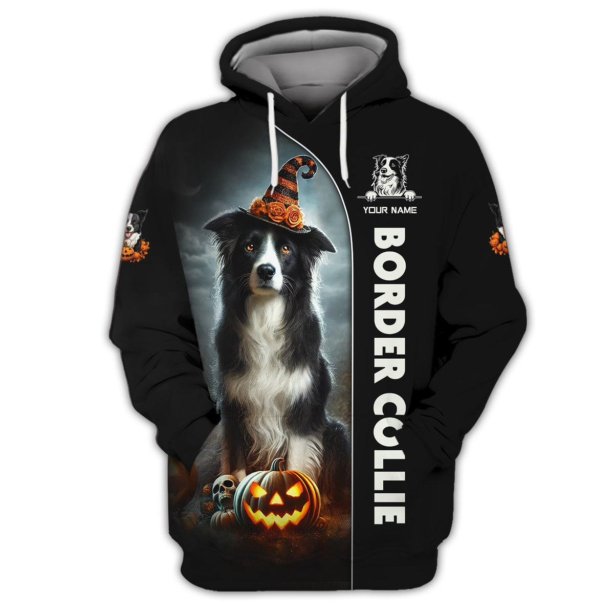 Blisscorners Border Collie Custom Name 3D Shirt Happy Halloween Gift For Dog Lovers