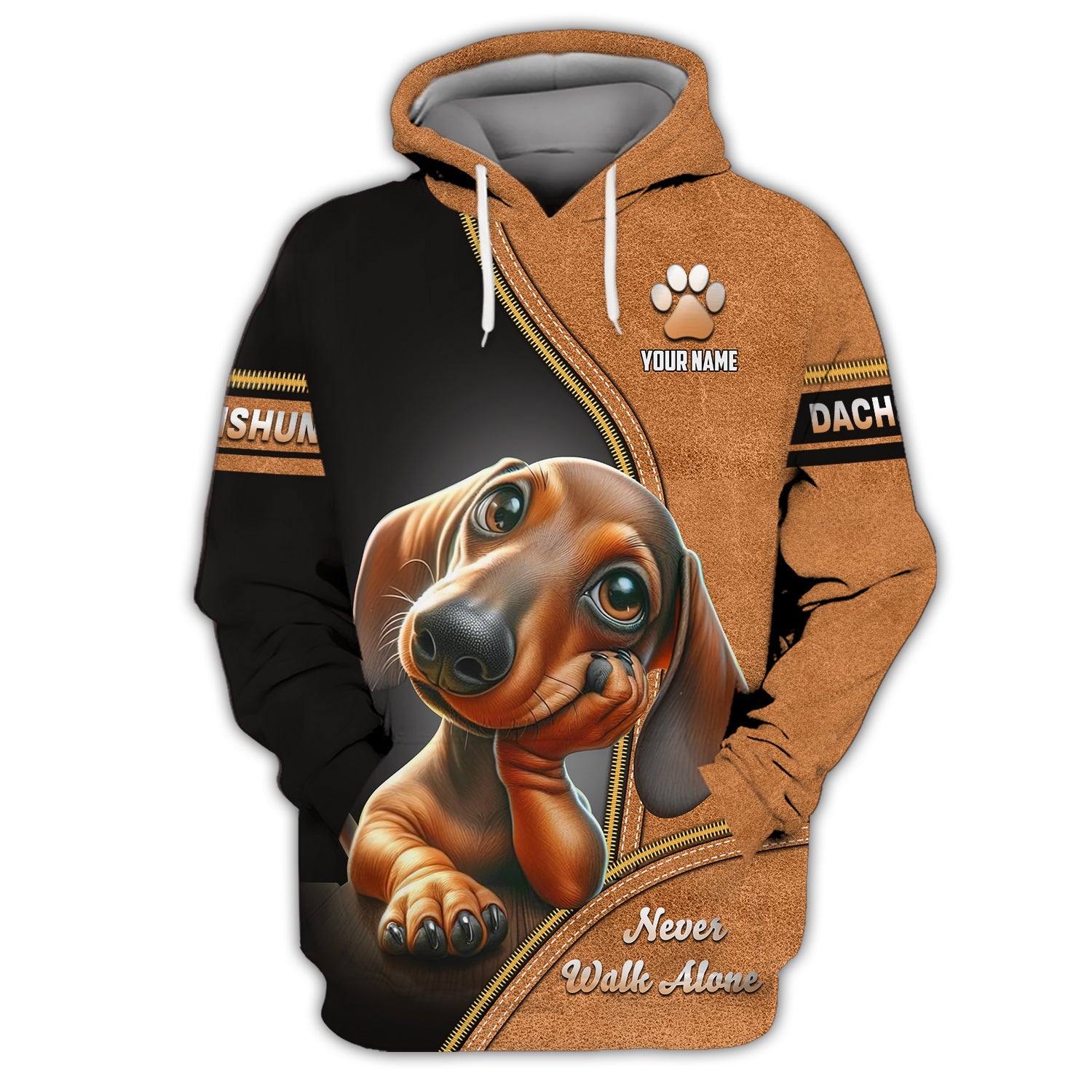 Blisscorners Customizable Dachshund Never Walk Alone 3D Shirt Personalized Name Gift For Dog Lovers