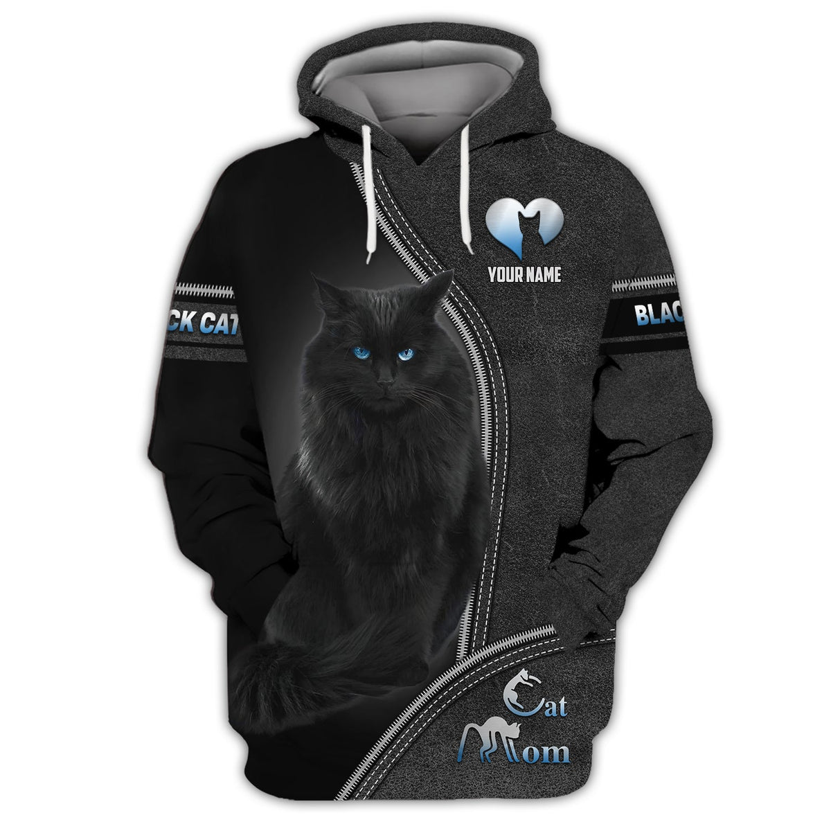 Blisscorners Black Cat Custom Name Cat Mom 3D Shirt Gift For Cat Lovers