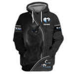 Blisscorners Black Cat Custom Name Cat Mom 3D Shirt Gift For Cat Lovers