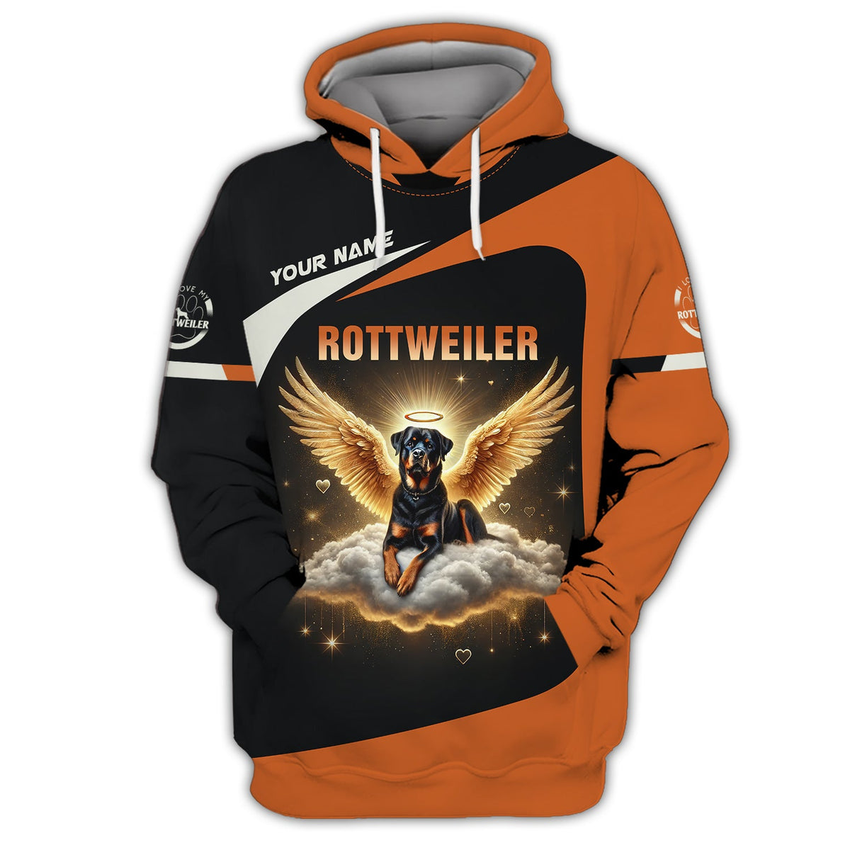 Blisscorners Custom Rottweiler Angel T-Shirt Personalized Name Gift For Dog Lovers