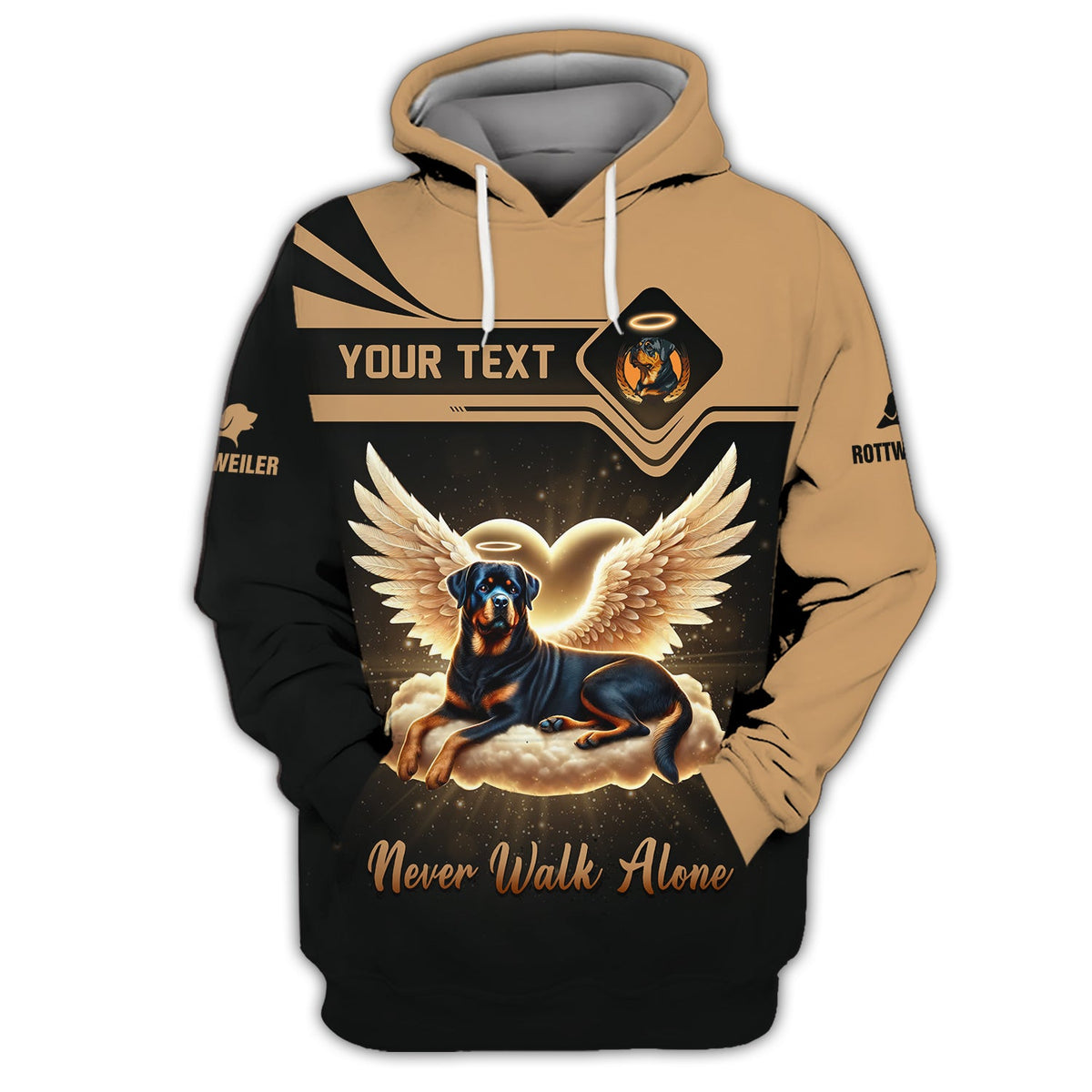 Blisscorners Custom Rottweiler Angel T-Shirt Never Walk Alone Inspirational Personalized Name Gift For Dog Lovers