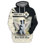 Blisscorners Border Collie Custom Name 3D Shirt Never Walk Alone Gift For Dog Lovers
