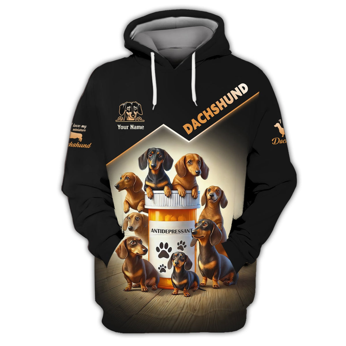 Blisscorners Dachshund Custom Name Shirt Antidepressant 3D T-Shirts Gift For Dog Lovers